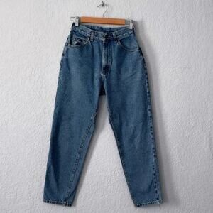 lee vintage medium wash high waisted relaxed fit tapered jeans size 26